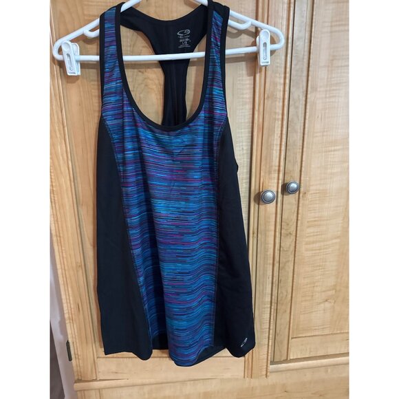 Champion C9 Duo Dry Racerback Tank Top Black & Multicolor L/G 29L x 18W - Picture 2 of 5